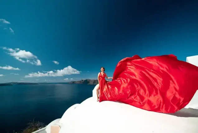 Flying dress photoshoot with professional photographer